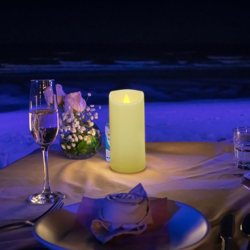 7LinRay Store Flickering Flameless Candles with Remote and Timers, Waterproof Outdoor Indoor Battery Operated LED Pillar Candles for Home Wedding Decor, Ivory Plastic, D3 X H6, 1 Pack - Image 5